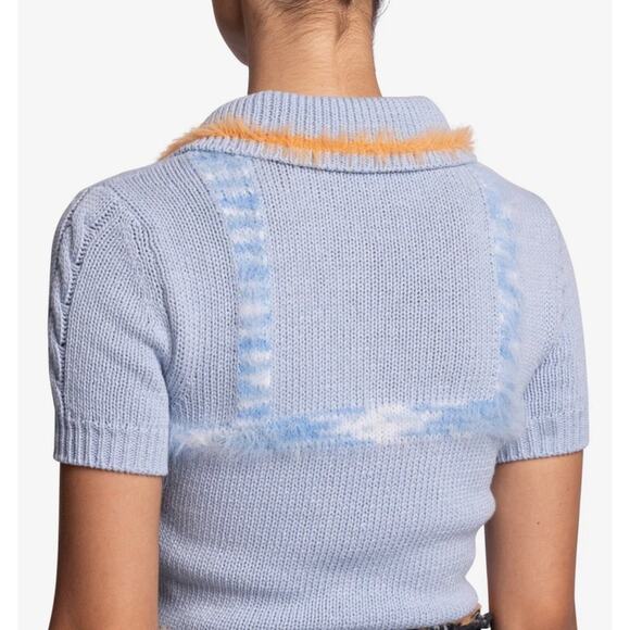 Andersson Bell Hayes Lingerie Intarsia Knit Collar Top/Sweater in Blue Medium - Picture 4 of 11